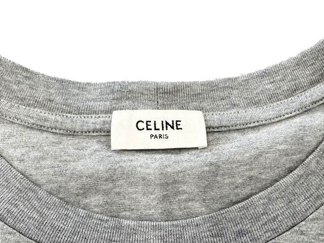 Celine Letter Print Crewneck T-Shirt Logo Short Sleeve L Gray