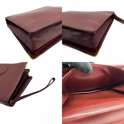 Cartier Must de Cartier Leather Clutch Bordeaux Gold Line Second Vintage
