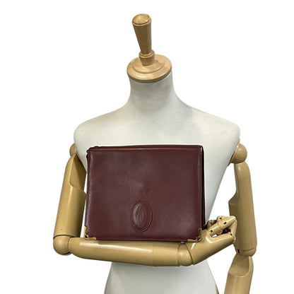Cartier Must de Cartier Leather Clutch Bordeaux Gold Line Second Vintage