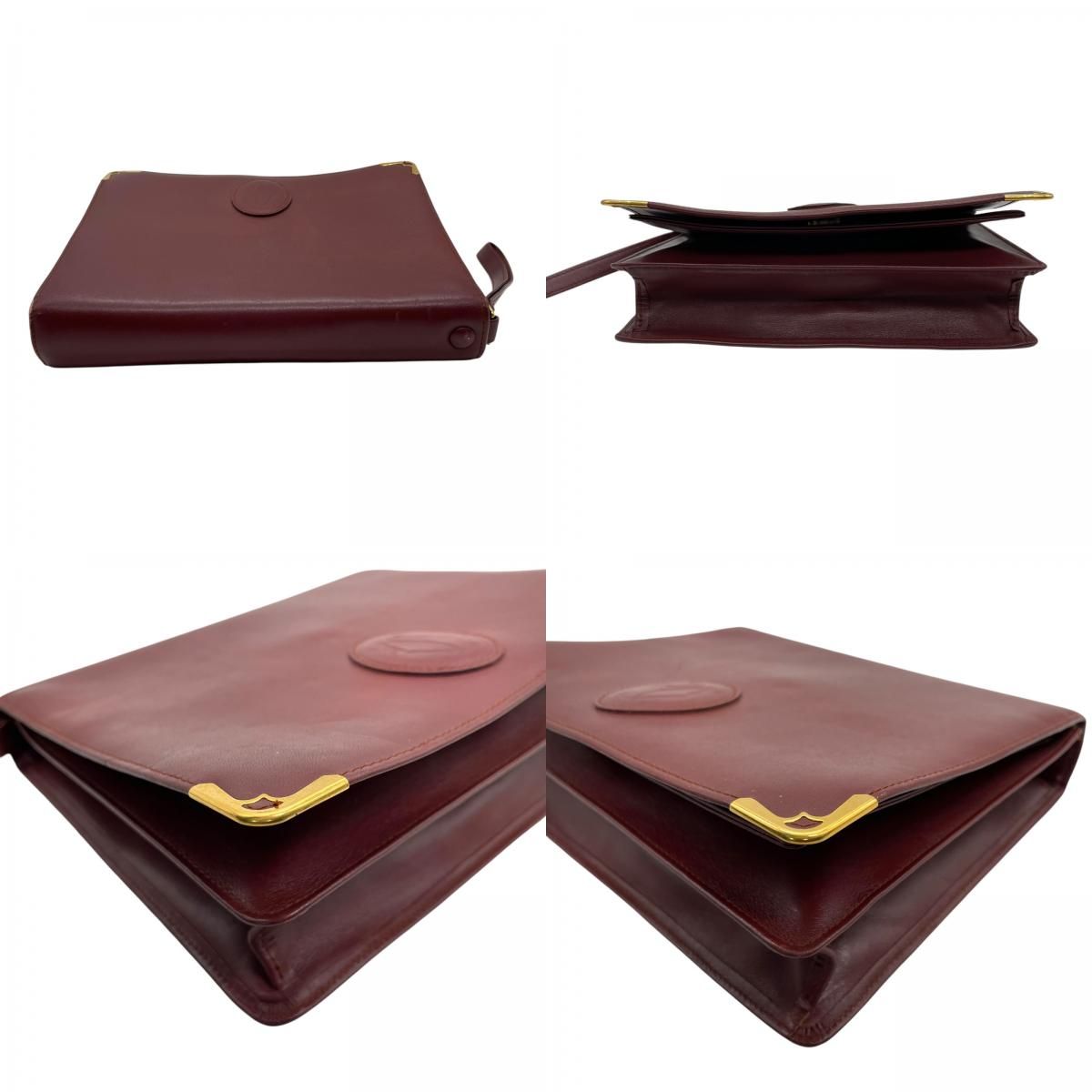 Cartier Must de Cartier Leather Clutch Bordeaux Gold Line Second Vintage