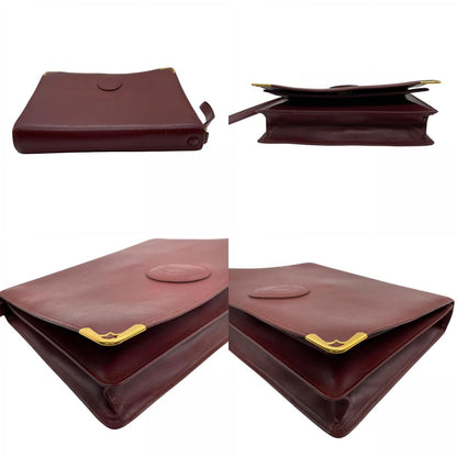Cartier Must de Cartier Leather Clutch Bordeaux Gold Line Second Vintage