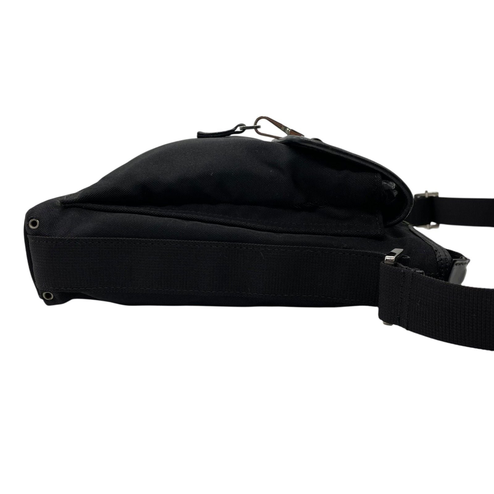 Gucci Horsebit Nylon Leather Shoulder Bag Black Silver Crossbody K2