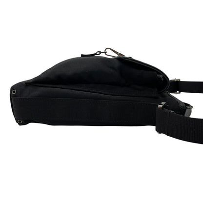 Gucci Horsebit Nylon Leather Shoulder Bag Black Silver Crossbody K2