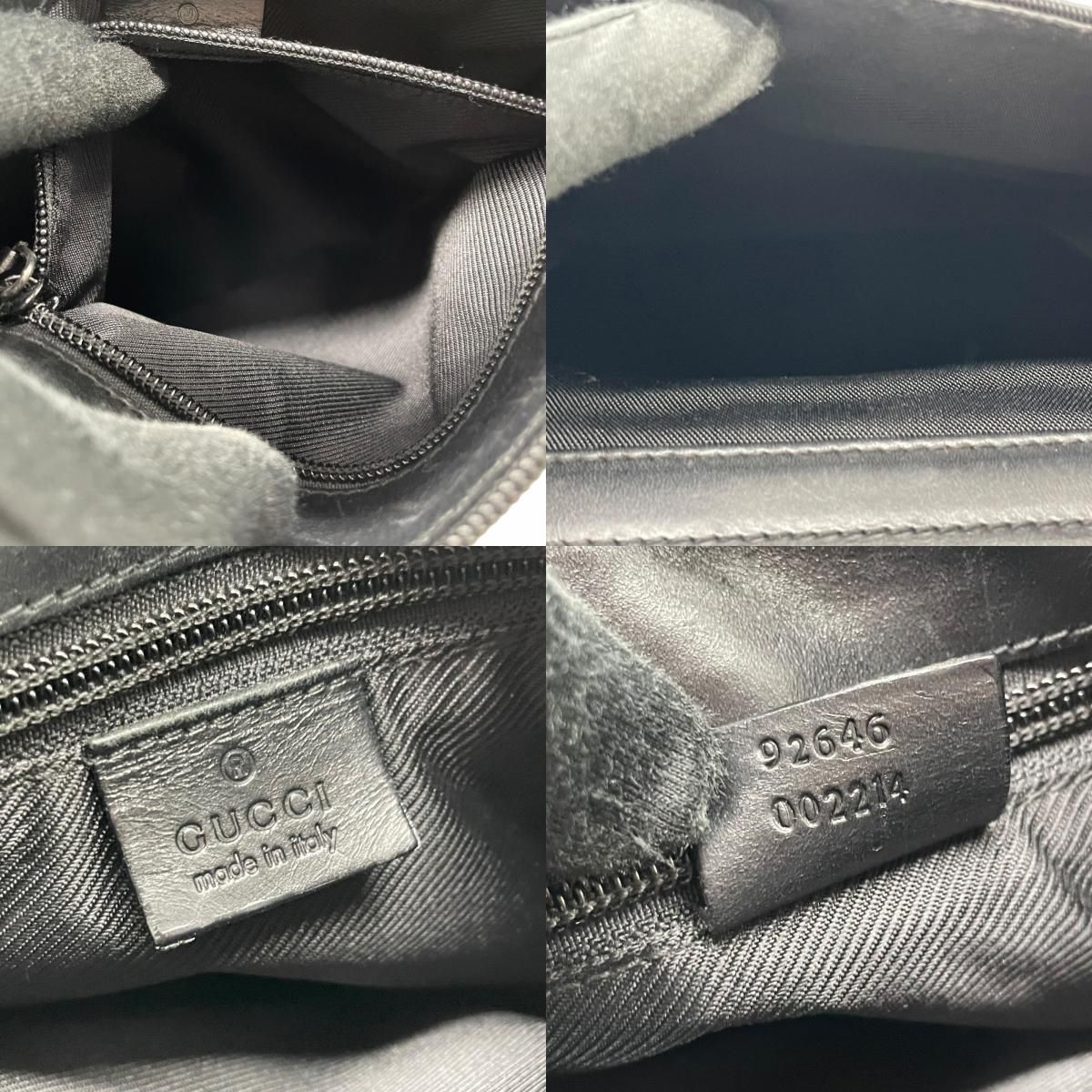 Gucci Horsebit Nylon Leather Shoulder Bag Black Silver Crossbody K2