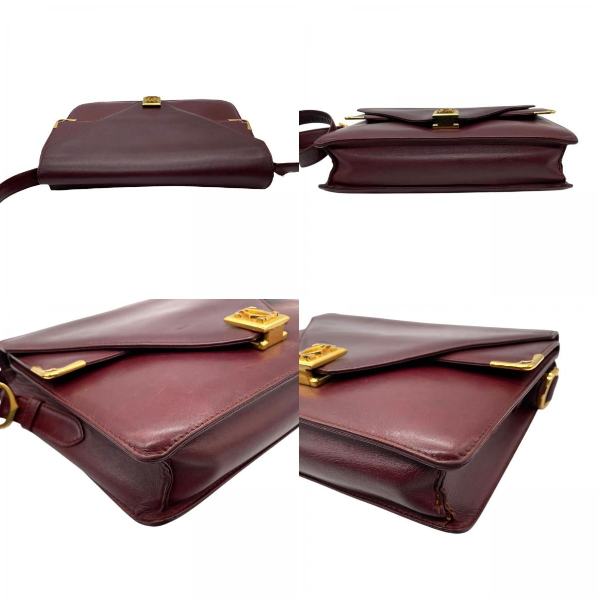 Cartier Must de Cartier Leather Shoulder Bag Bordeaux Gold Line Crossbody
