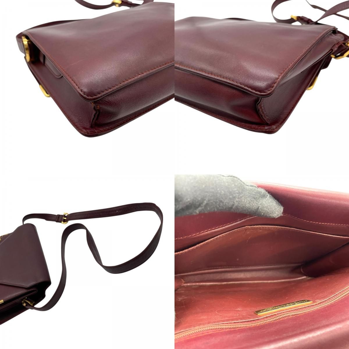 Cartier Must de Cartier Leather Shoulder Bag Bordeaux Gold Line Crossbody