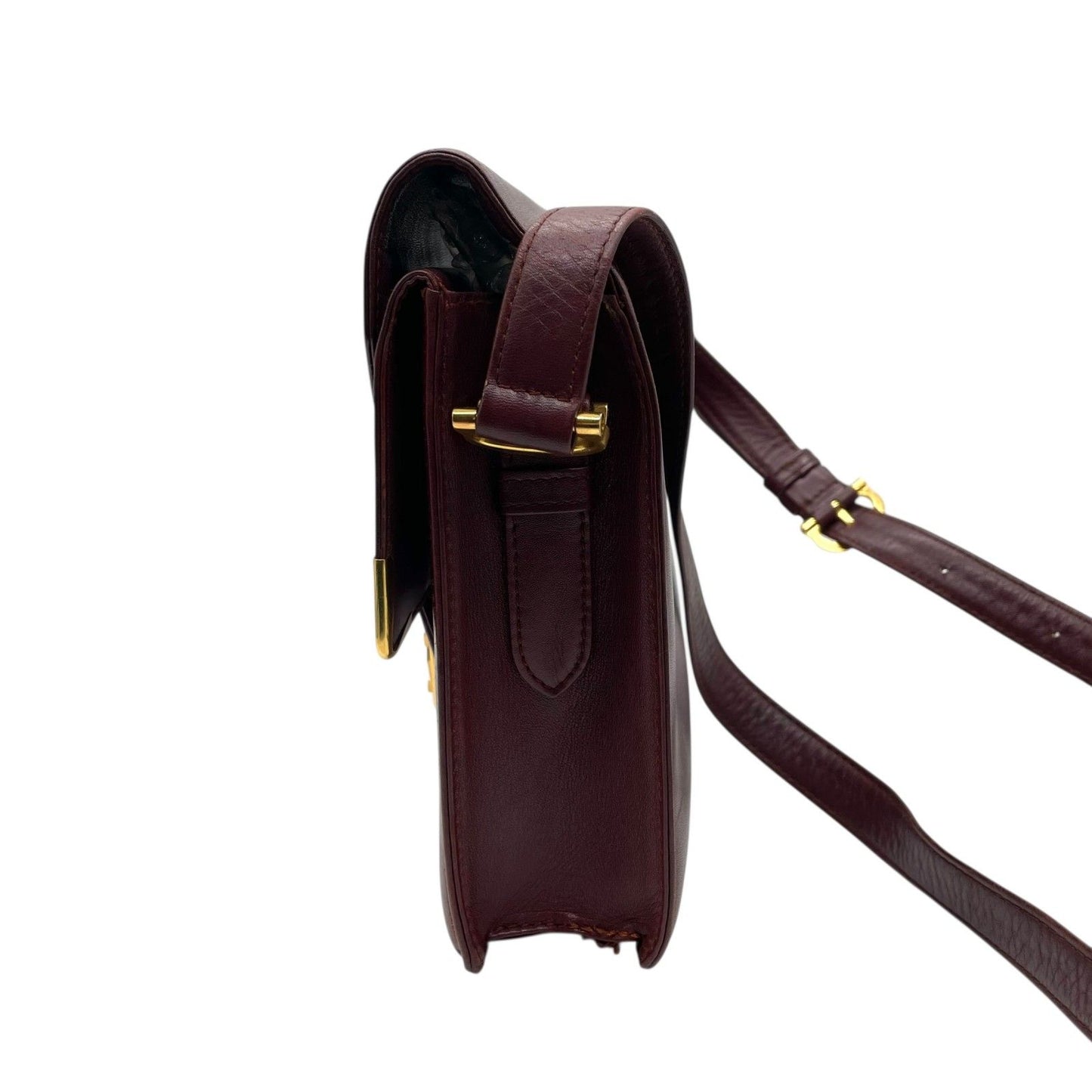Cartier Must de Cartier Leather Shoulder Bag Bordeaux Gold Line Crossbody