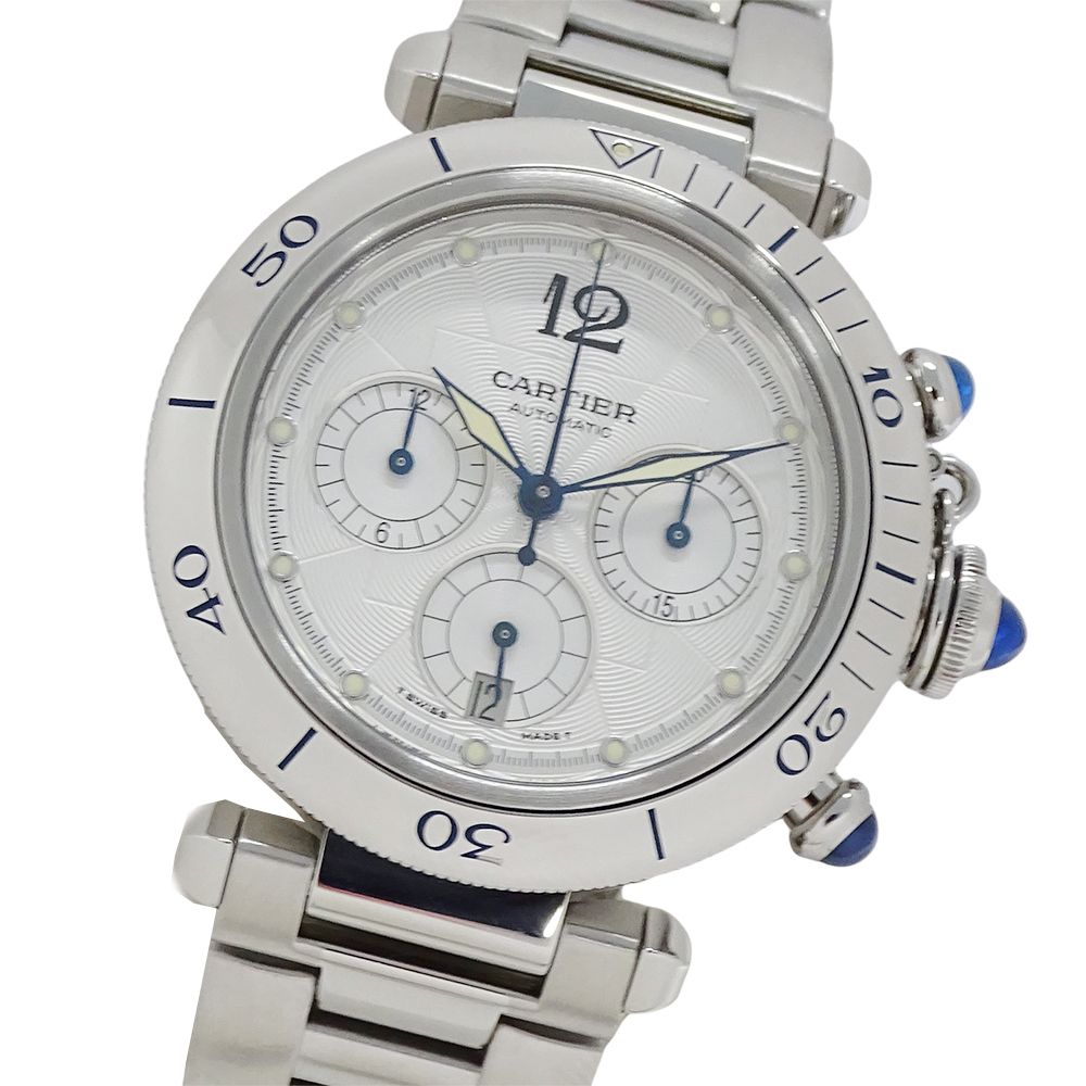 Cartier Watch Pasha Chronograph Automatic Winding at Stainless Steel Silver
