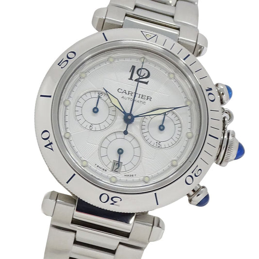 Cartier Watch Pasha Chronograph Automatic Winding at Stainless Steel Silver