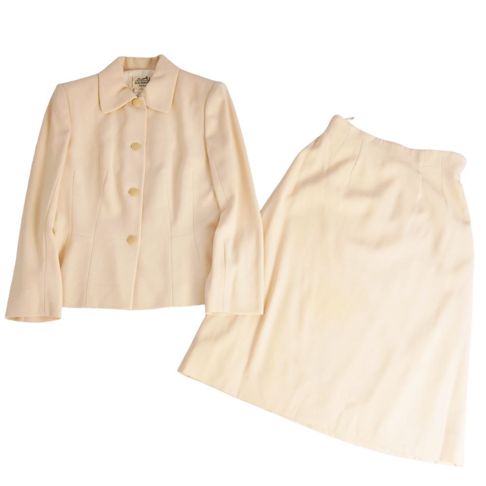 Hermes Set Skirt Suit Wool Jacket
