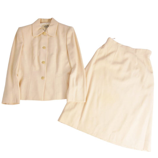 Hermes Set Skirt Suit Wool Jacket