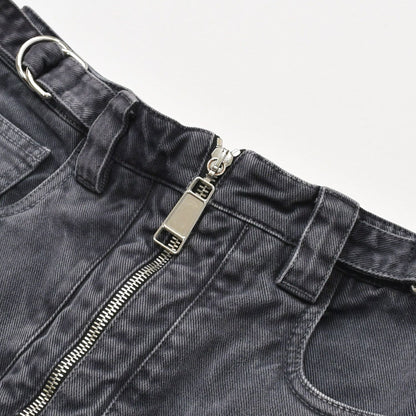 Miu Miu Denim Pants Jeans S Zip Up Black Flower Motif Embroidery Logo 4 40 — view 3