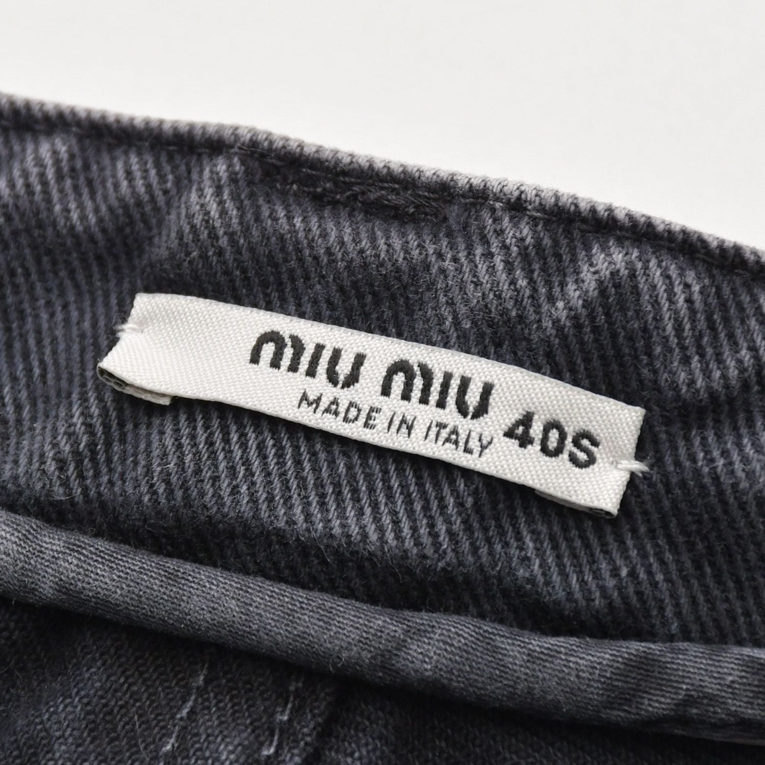 Miu Miu Denim Pants Jeans S Zip Up Black Flower Motif Embroidery Logo 4 40 — view 5