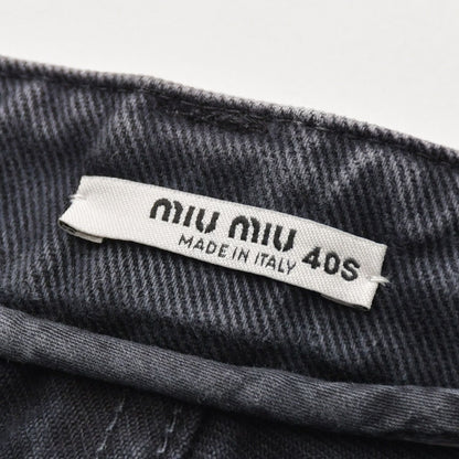 Miu Miu Denim Pants Jeans S Zip Up Black Flower Motif Embroidery Logo 4 40 — view 5