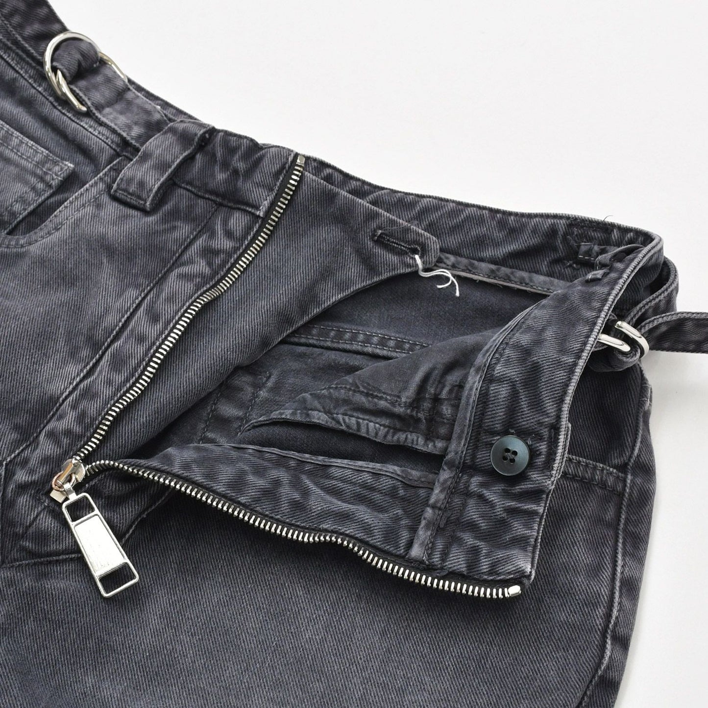 Miu Miu Denim Pants Jeans S Zip Up Black Flower Motif Embroidery Logo 4 40 — view 4