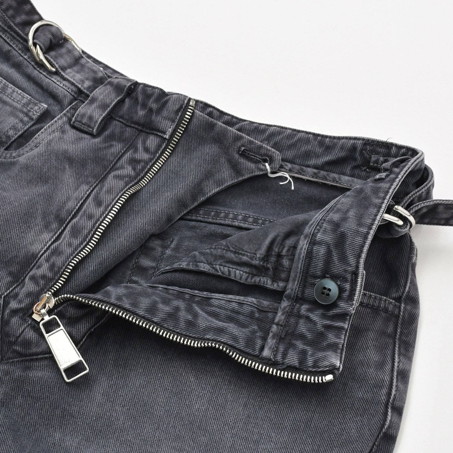 Miu Miu Denim Pants Jeans S Zip Up Black Flower Motif Embroidery Logo 4 40 — view 4