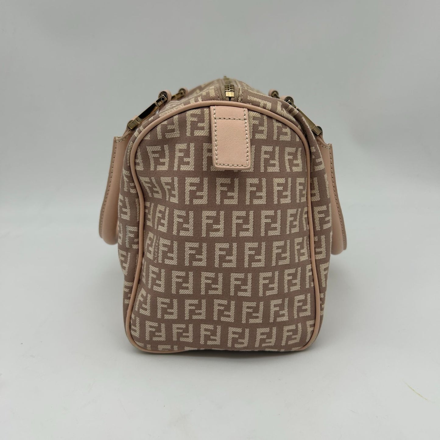 Fendi Boston Bag Zucchino Mini Canvas Leather Beige — view 4
