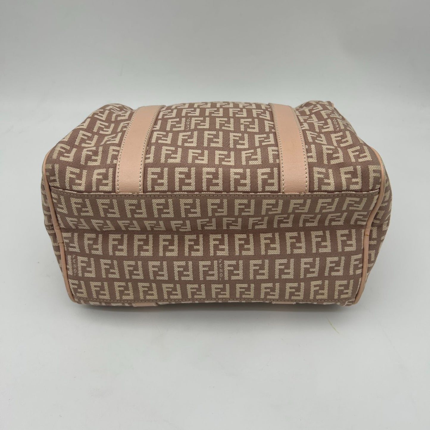 Fendi Boston Bag Zucchino Mini Canvas Leather Beige — view 8