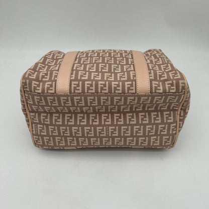 Fendi Boston Bag Zucchino Mini Canvas Leather Beige — view 8