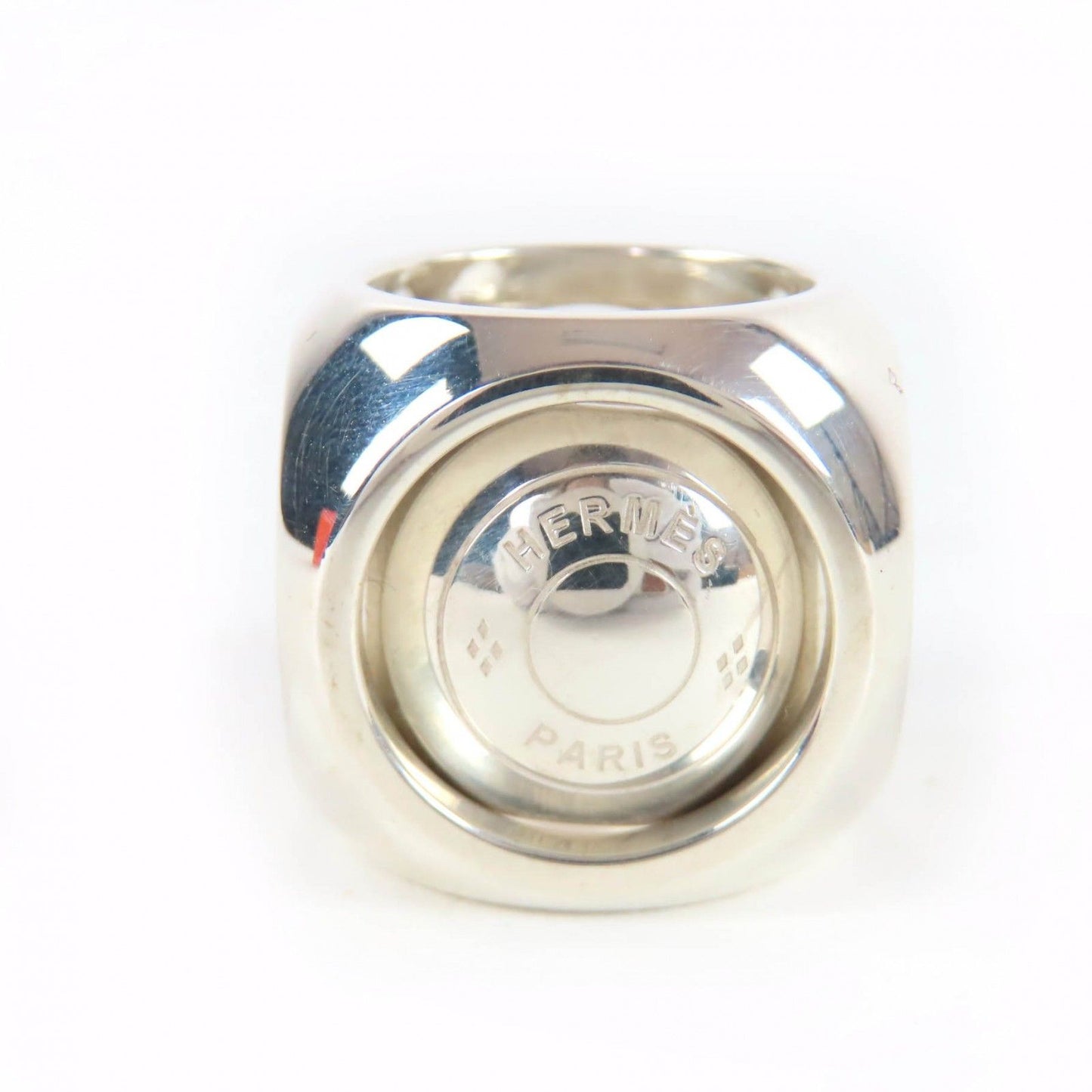 Hermes Vintage Extra Wide Series Ring Cube Silver