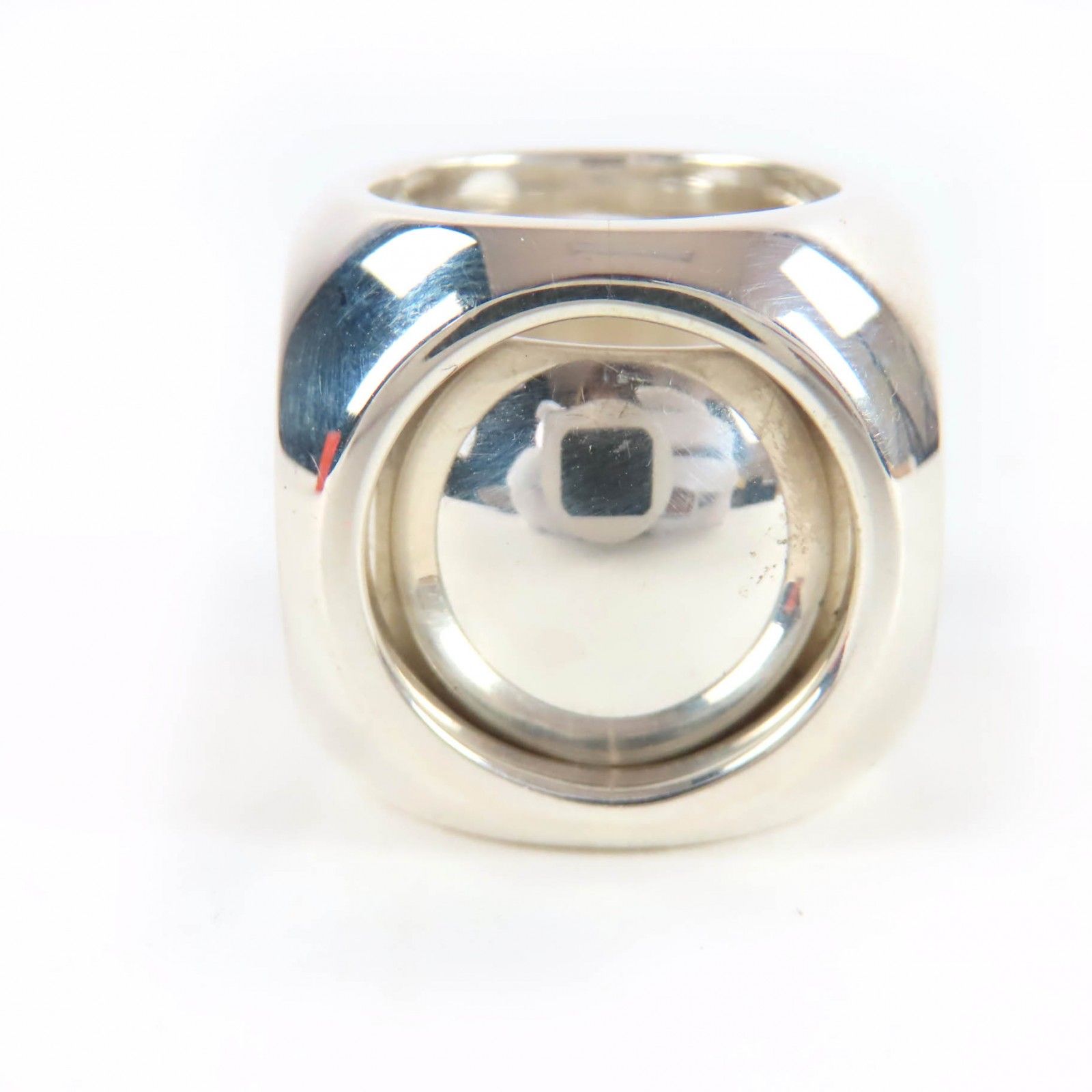 Hermes Vintage Extra Wide Series Ring Cube Silver