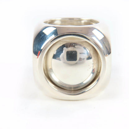 Hermes Vintage Extra Wide Series Ring Cube Silver