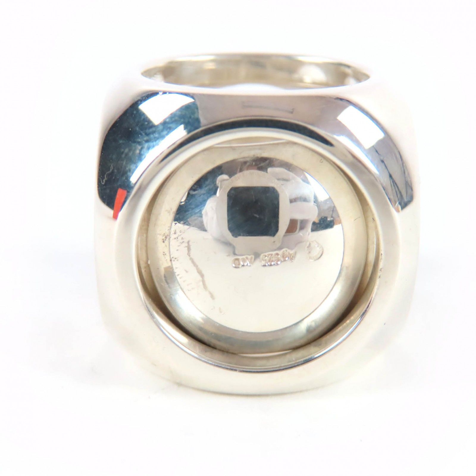 Hermes Vintage Extra Wide Series Ring Cube Silver