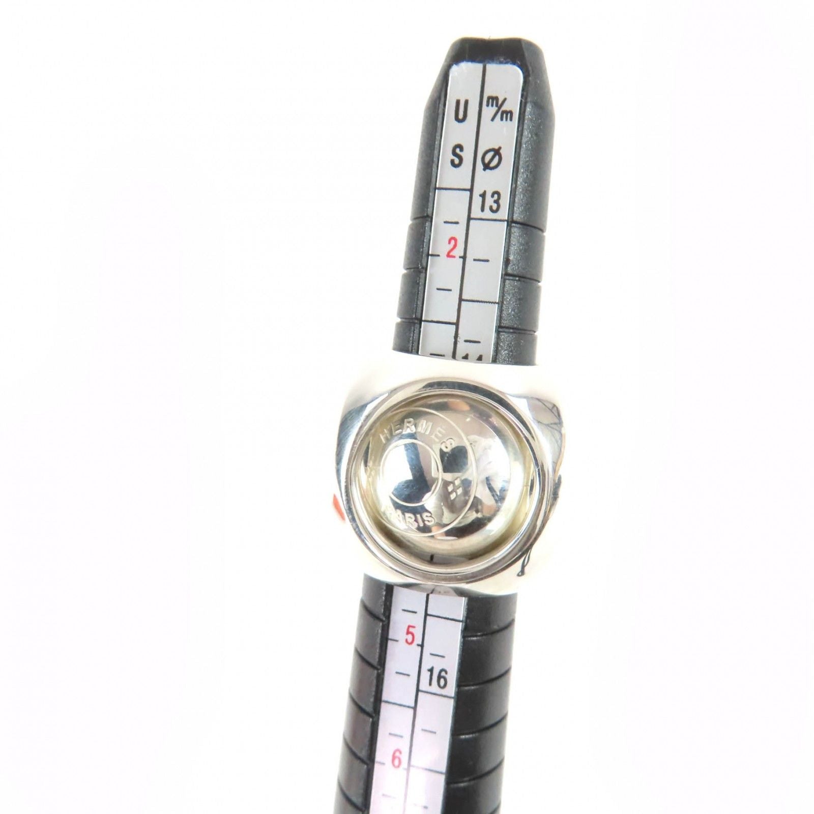 Hermes Vintage Extra Wide Series Ring Cube Silver