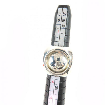 Hermes Vintage Extra Wide Series Ring Cube Silver