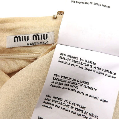Miu Miu Star Bijou Crystal Sleeveless Shirt Blouse Top Rayon Blend Beige — view 3