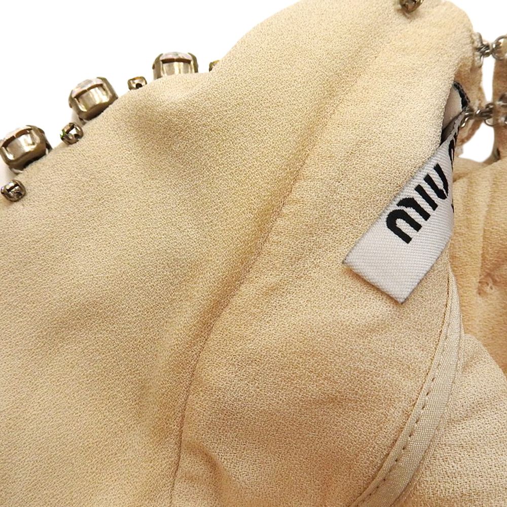 Miu Miu Star Bijou Crystal Sleeveless Shirt Blouse Top Rayon Blend Beige — view 4
