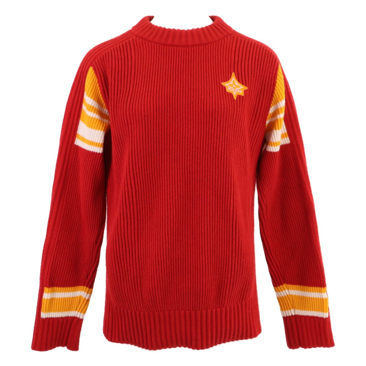 Louis Vuitton Sp1 Cashmere Nylon Logo Patch Rib Knit Pullover Sweater