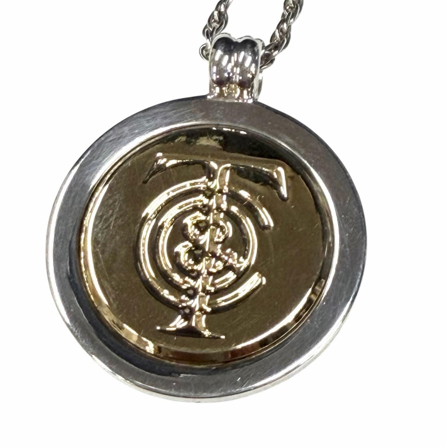 Tiffany & Co 925 750 T&c Coin Necklace Combination Pendant Silver Gold