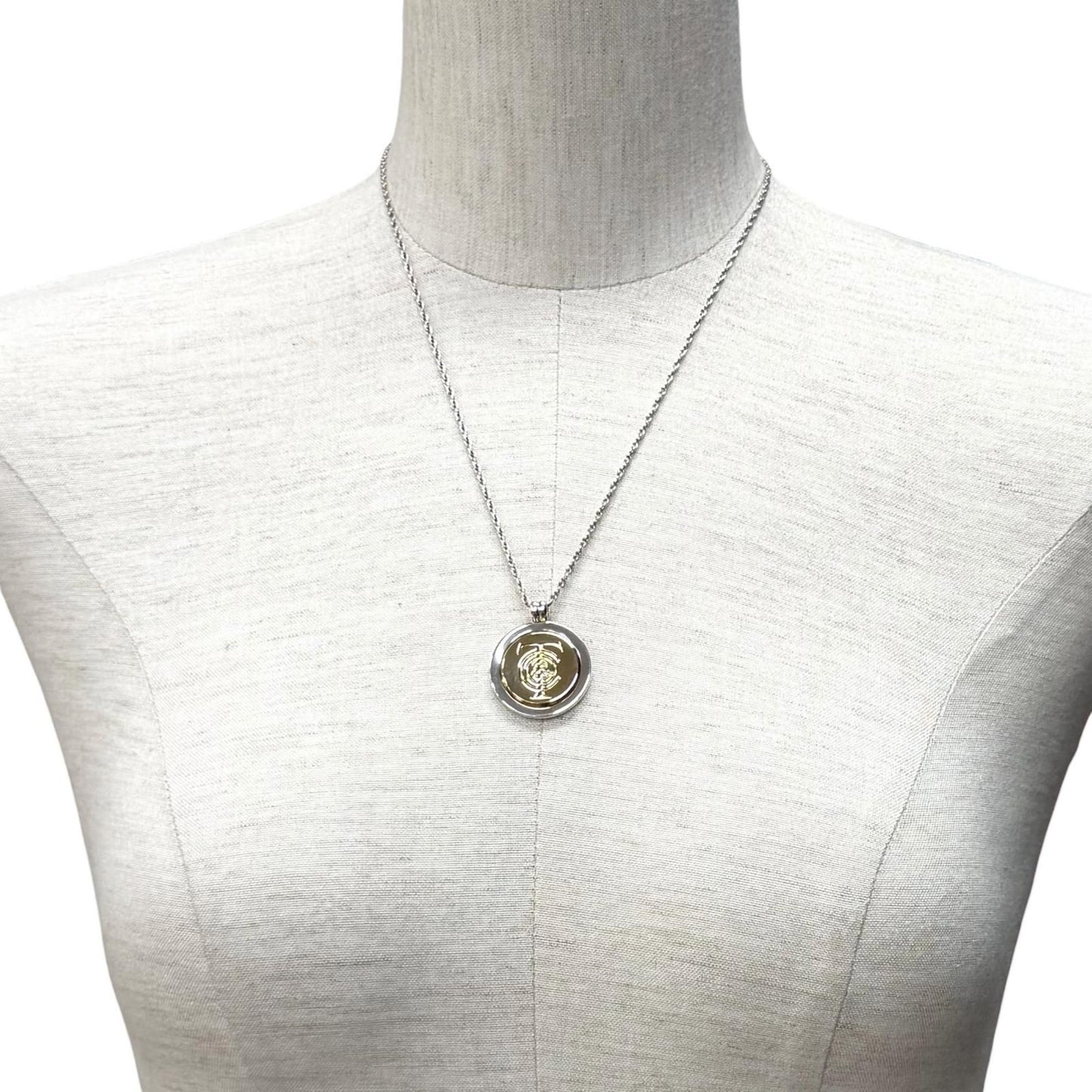 Tiffany & Co 925 750 T&c Coin Necklace Combination Pendant Silver Gold