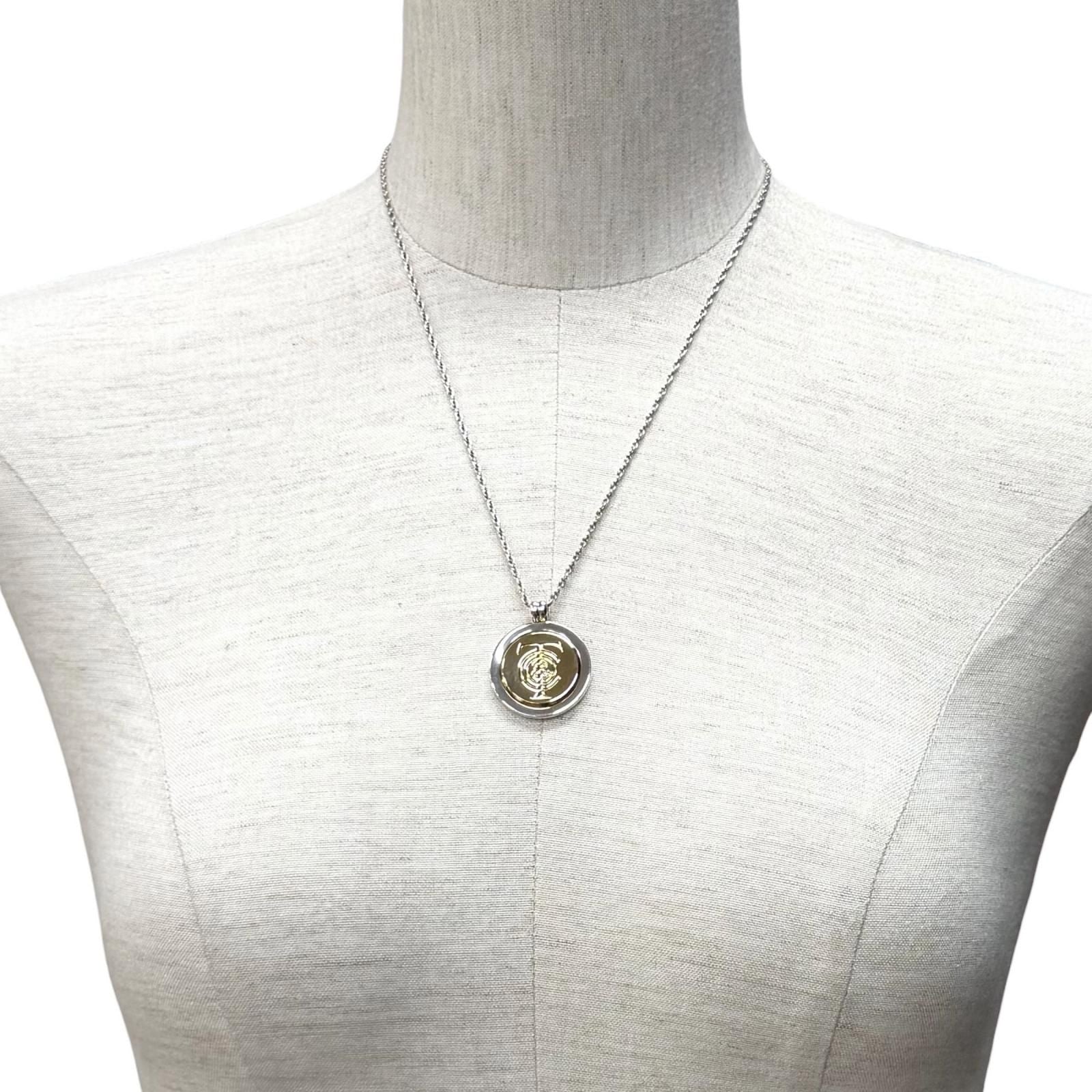 Tiffany & Co 925 750 T&c Coin Necklace Combination Pendant Silver Gold