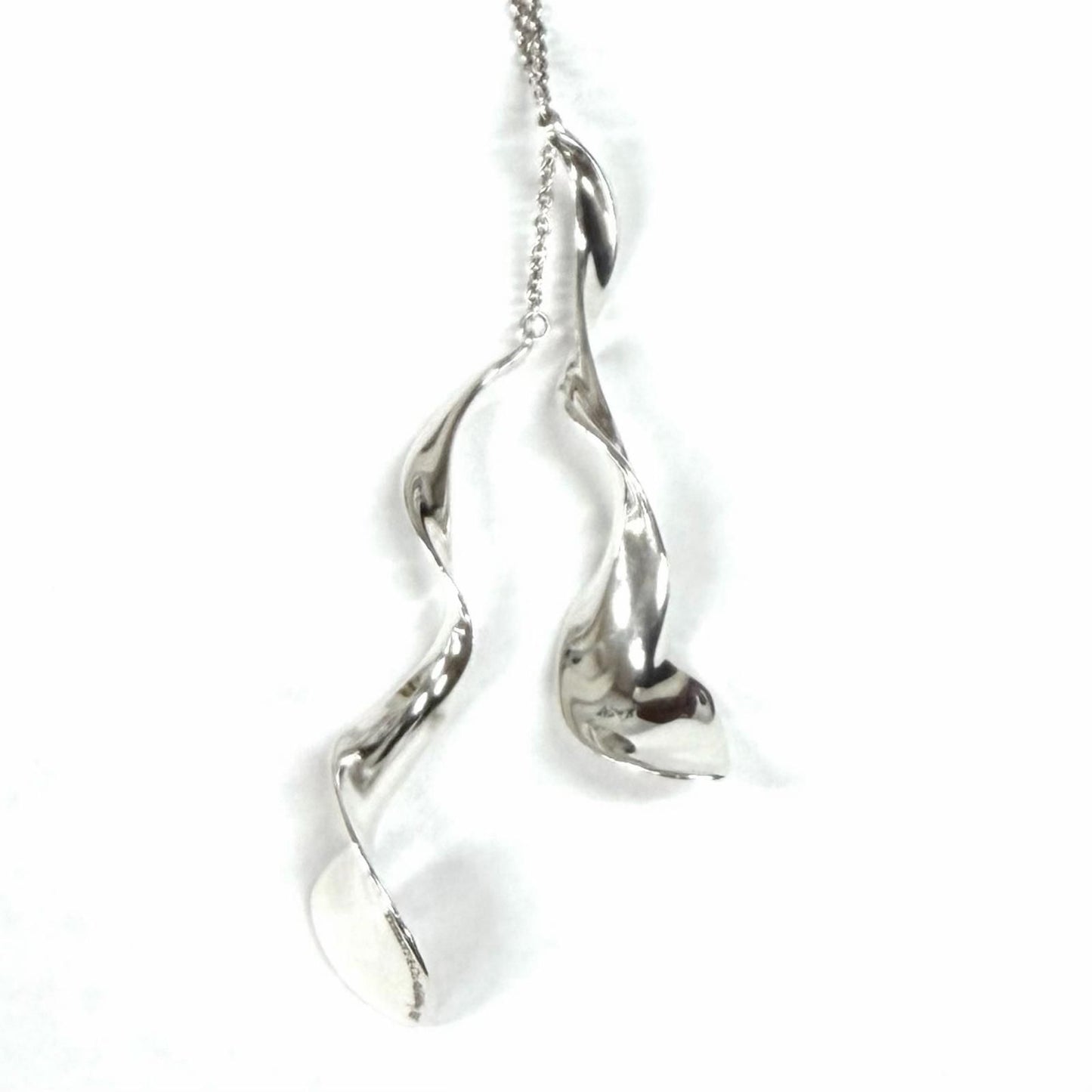 Tiffany & Co 925 Frank Gary Double Orchid Drop Necklace Silver