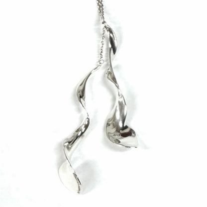 Tiffany & Co 925 Frank Gary Double Orchid Drop Necklace Silver