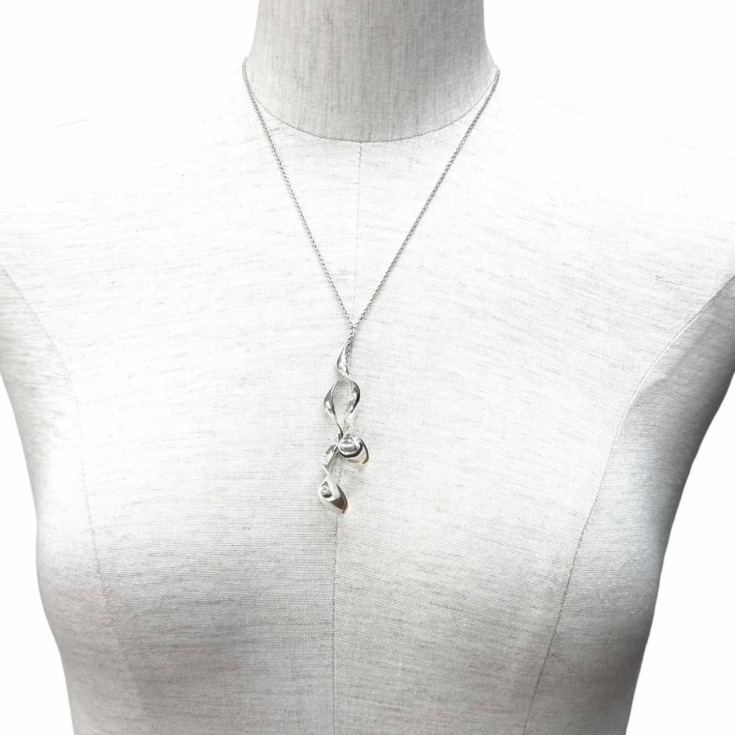 Tiffany & Co 925 Frank Gary Double Orchid Drop Necklace Silver