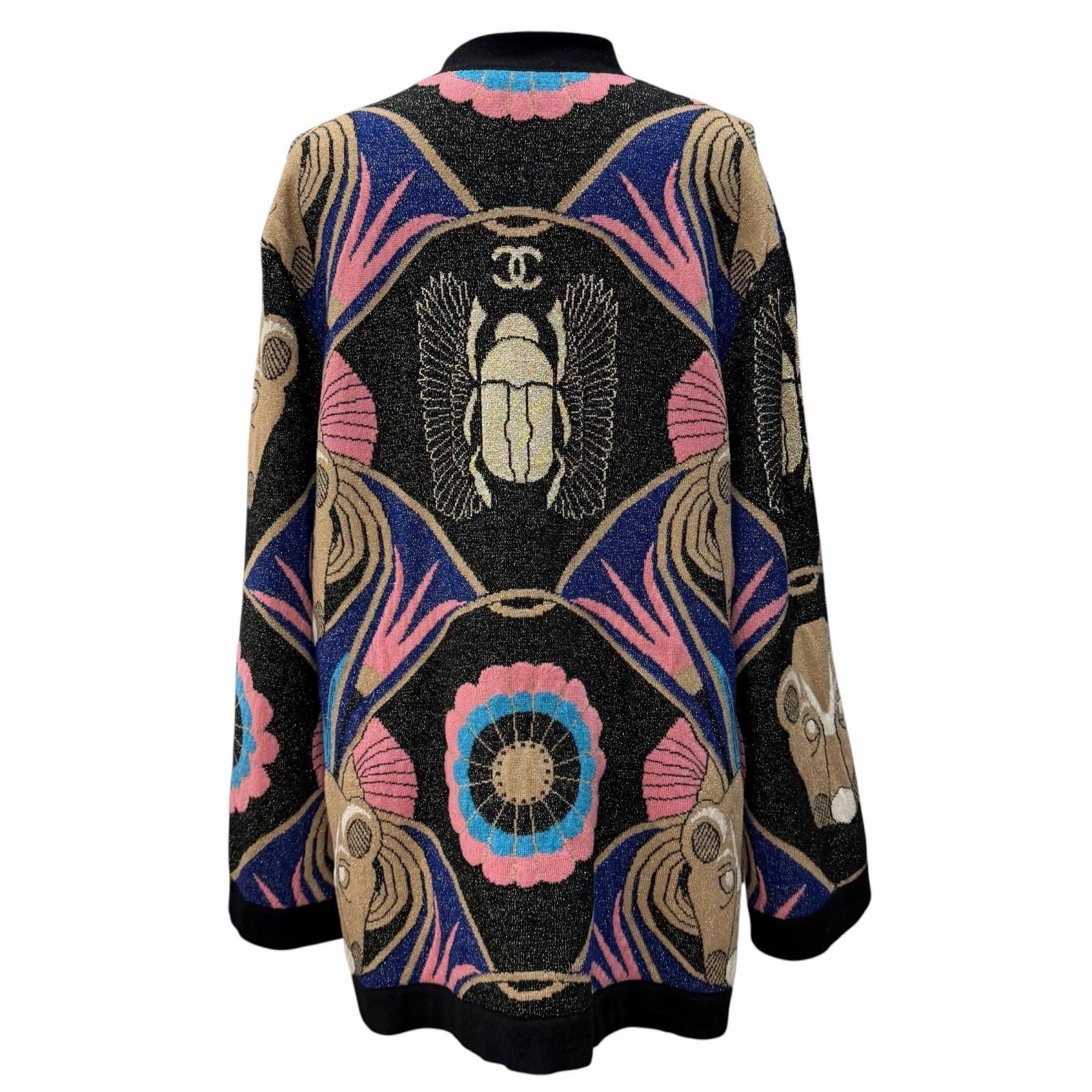 Chanel CC Logo Buttoned Lame Allover V-neck Cashmere Cardigan Multi 42