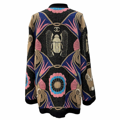 Chanel CC Logo Buttoned Lame Allover V-neck Cashmere Cardigan Multi 42