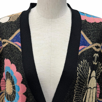 Chanel CC Logo Buttoned Lame Allover V-neck Cashmere Cardigan Multi 42