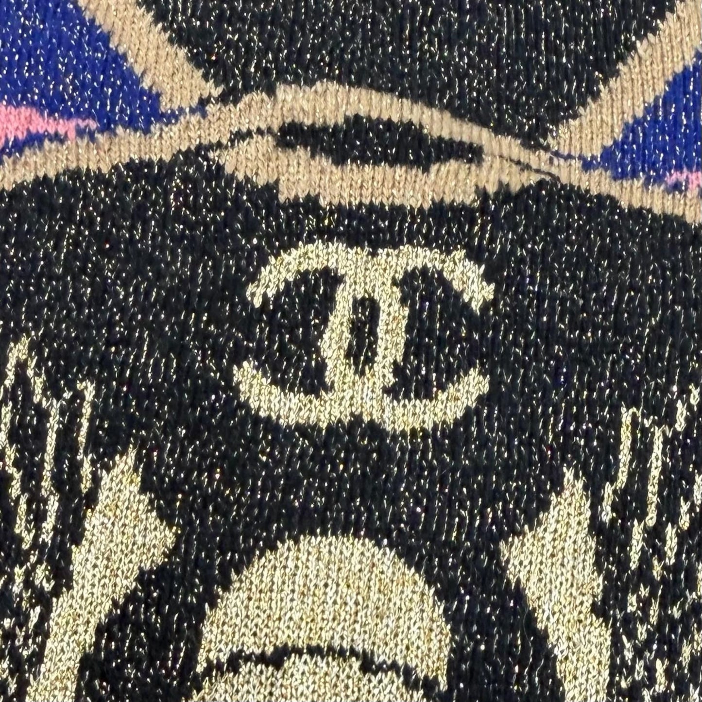 Chanel CC Logo Buttoned Lame Allover V-neck Cashmere Cardigan Multi 42