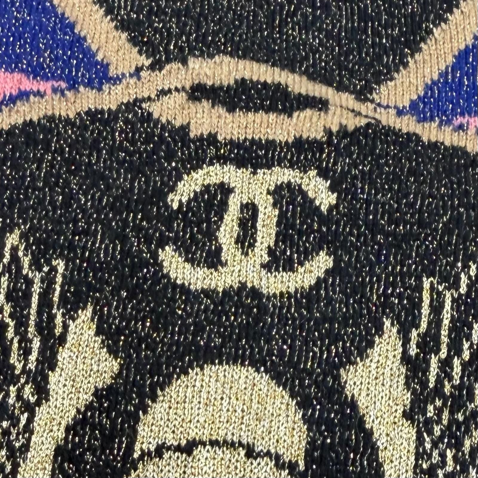 Chanel CC Logo Buttoned Lame Allover V-neck Cashmere Cardigan Multi 42