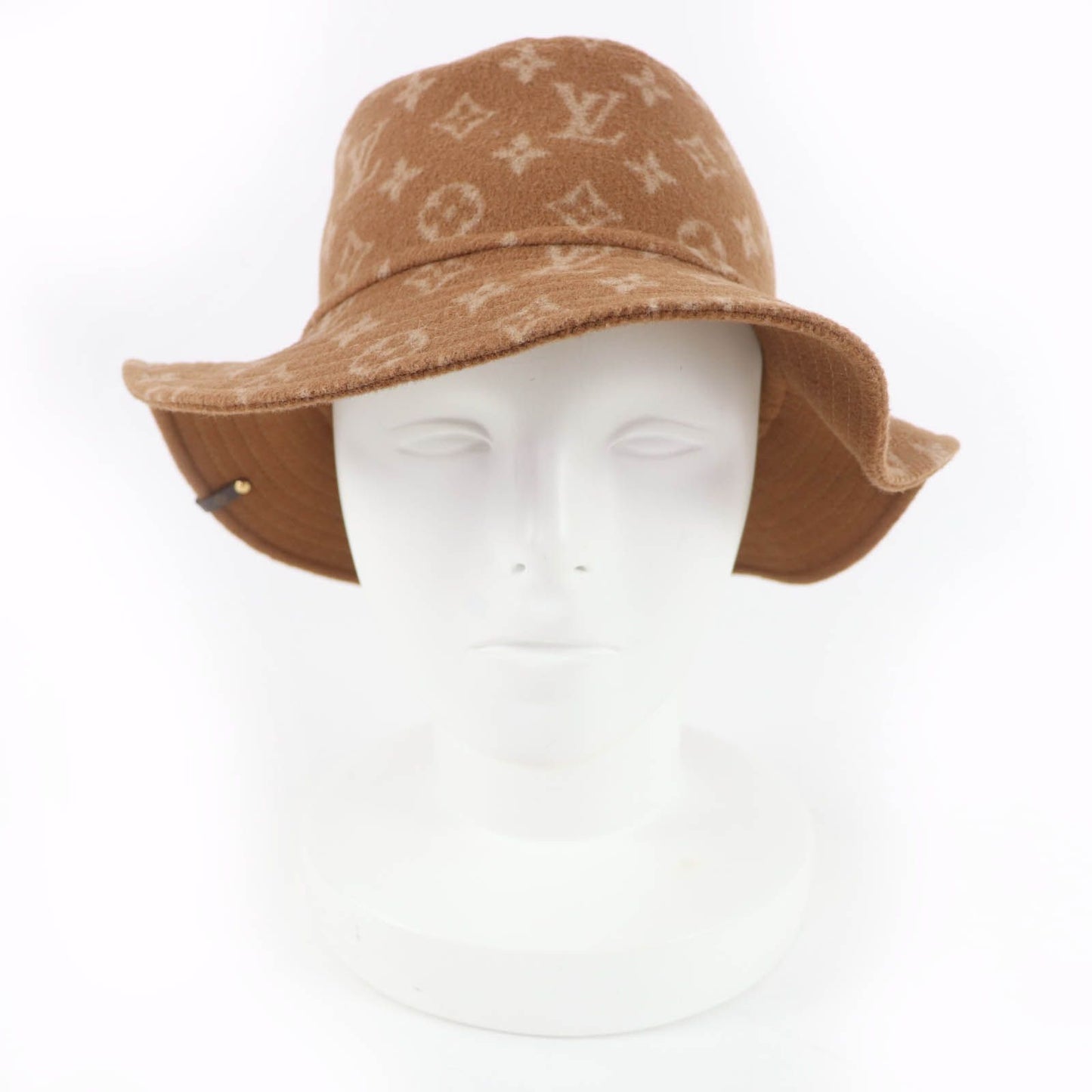 Louis Vuitton Carry on Wool Monogram Pattern Reversible Bucket Hat Brown