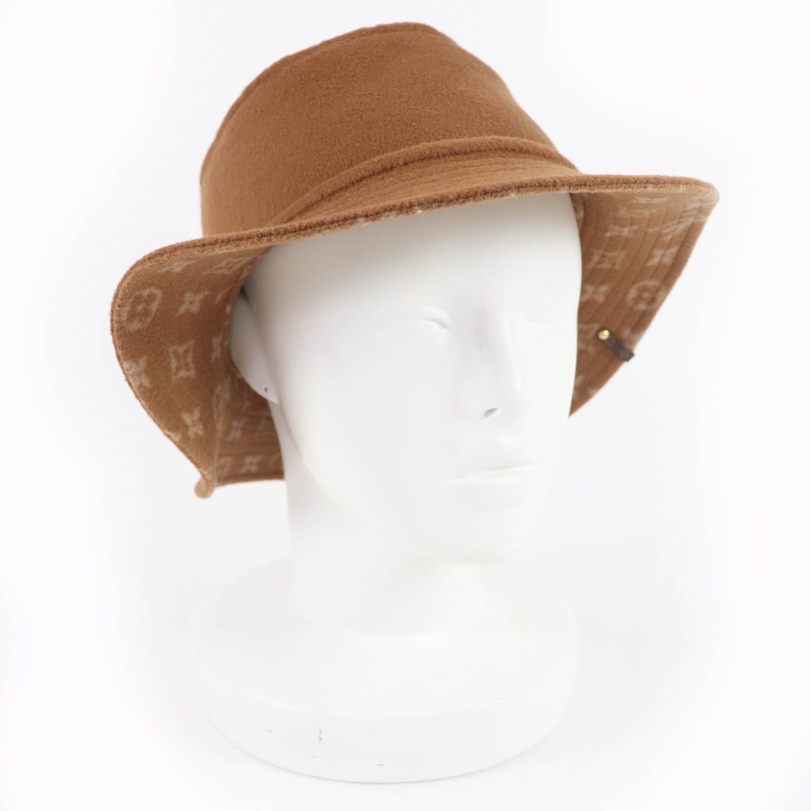 Louis Vuitton Carry on Wool Monogram Pattern Reversible Bucket Hat Brown