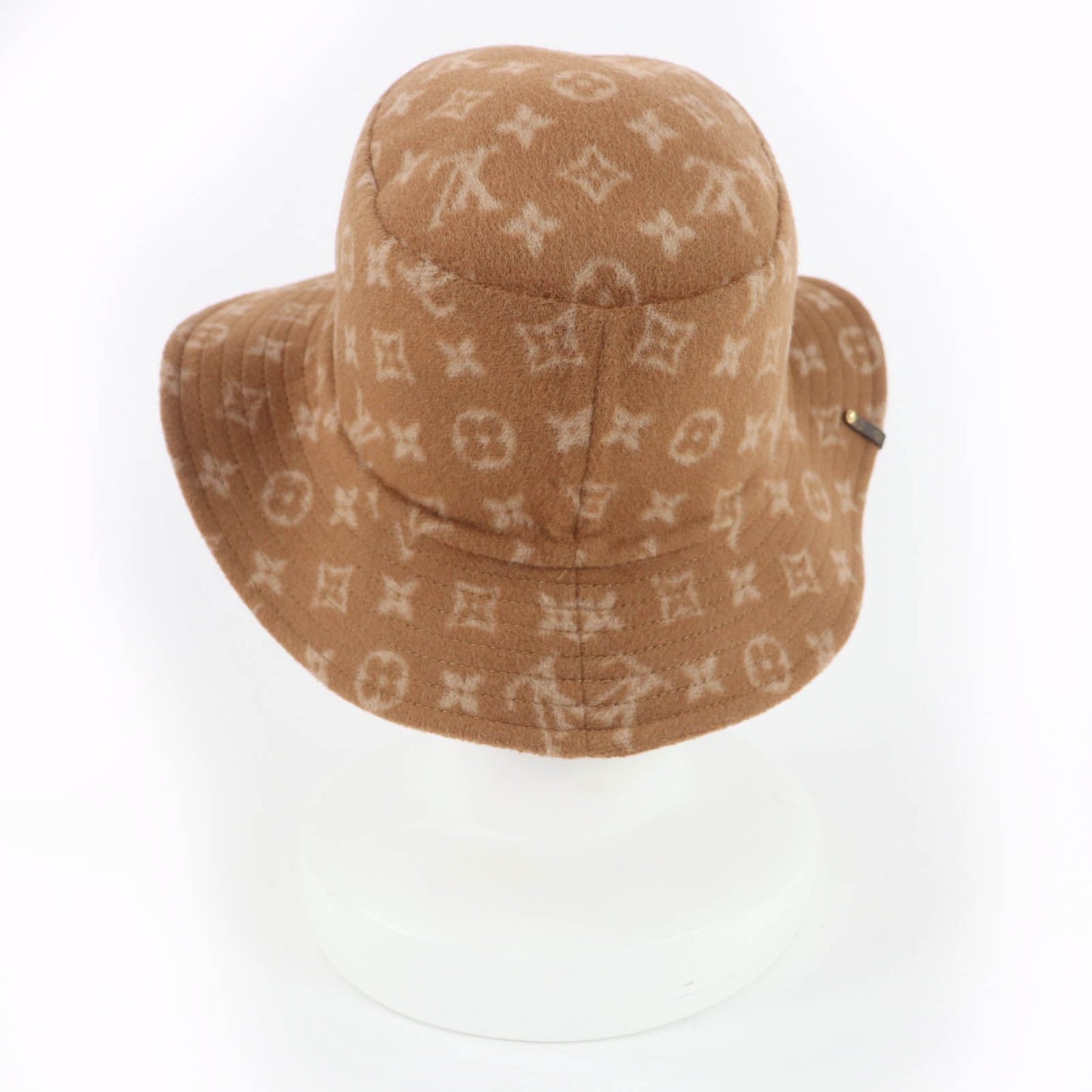 Louis Vuitton Carry on Wool Monogram Pattern Reversible Bucket Hat Brown