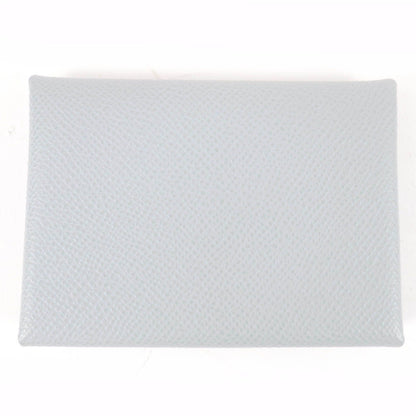 Hermes Calvi Duo Veau Epsom Gris Perle Silver Series Coin Case