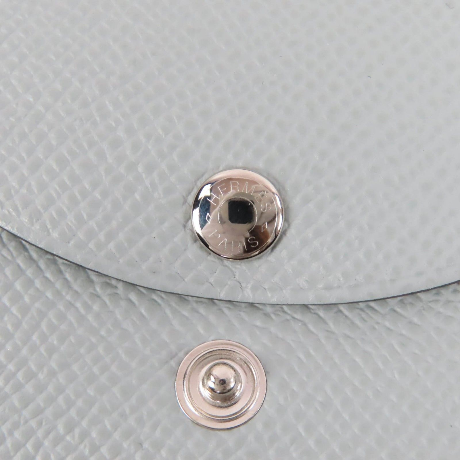 Hermes Calvi Duo Veau Epsom Gris Perle Silver Series Coin Case