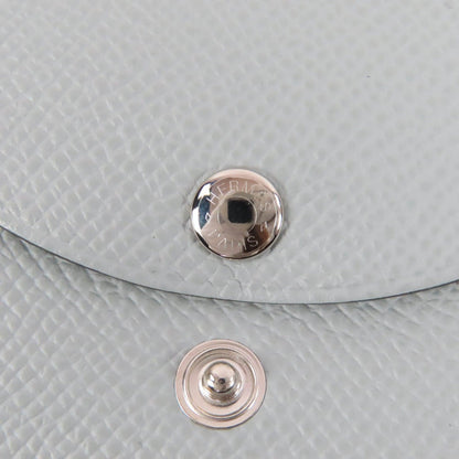 Hermes Calvi Duo Veau Epsom Gris Perle Silver Series Coin Case