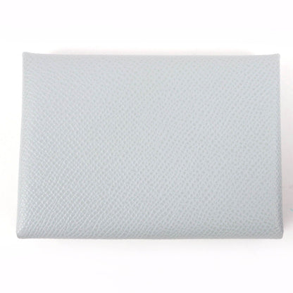 Hermes Calvi Duo Veau Epsom Gris Perle Silver Series Coin Case